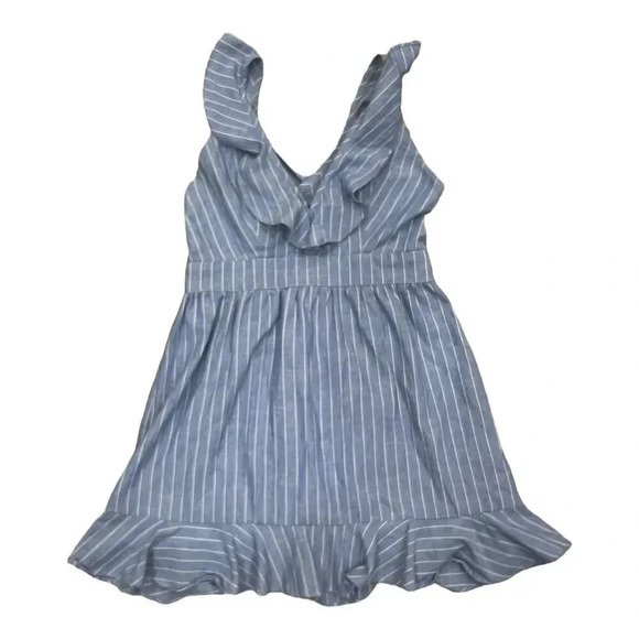Superdown Revolve Blue Livia Striped Ruffle Mini Dress S - Picture 2 of 6